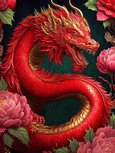 Fiery Dragon Fantasy Paint by Number