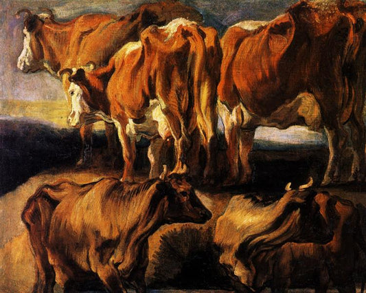 Paint by Number Five studies of cows - Jacob Jordaens