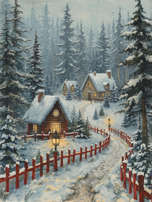Paint by Number Forest Edge Christmas Hamlet