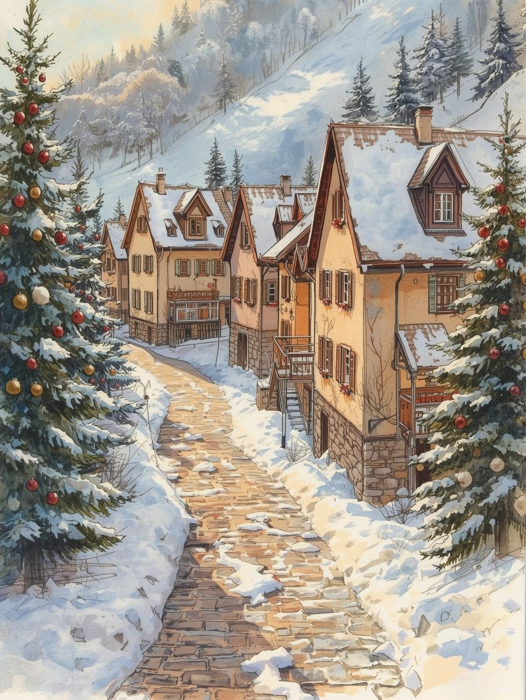 Paint by Number Frosted Swiss Hamlet