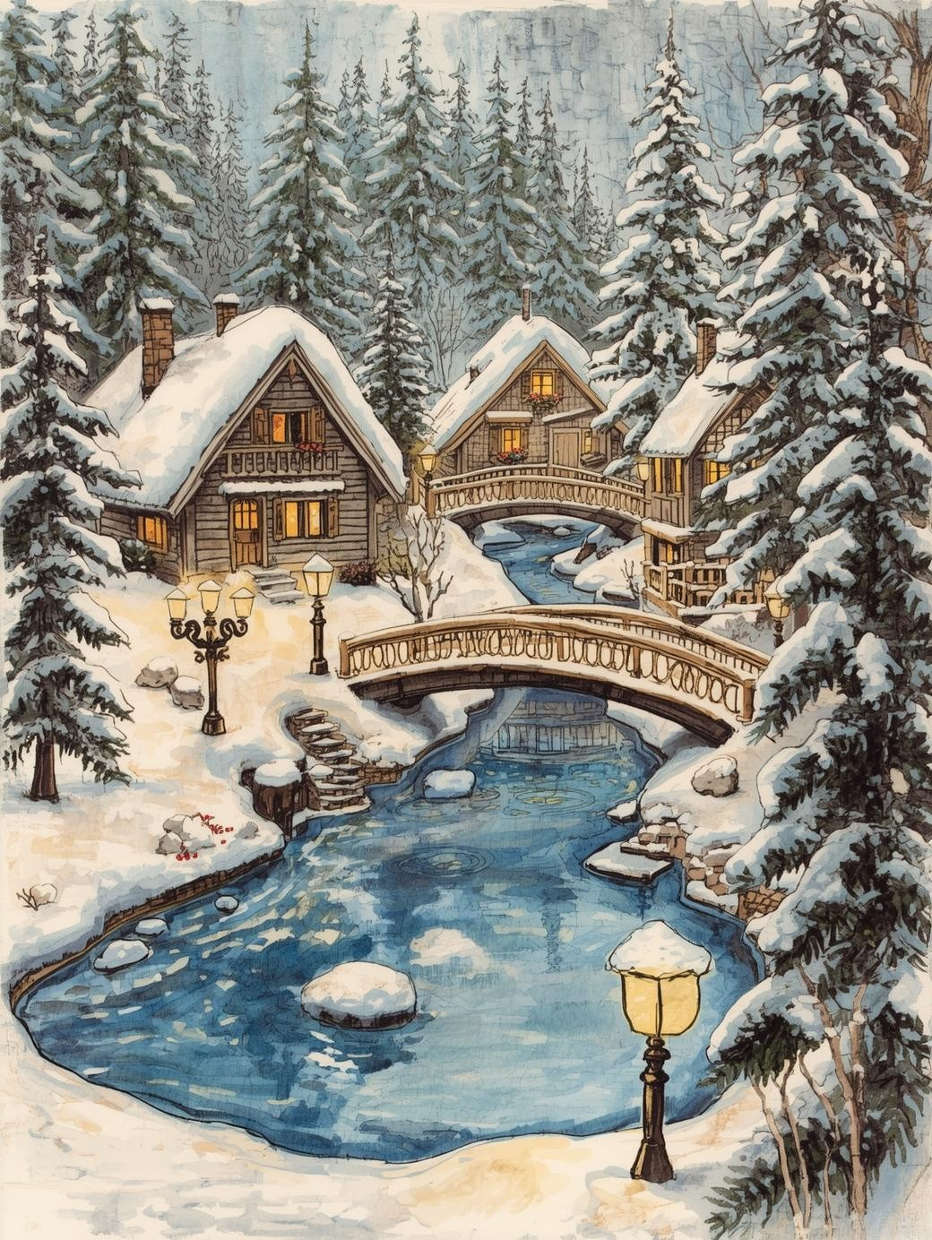 Paint by Number Frozen Pond by Alpine Village