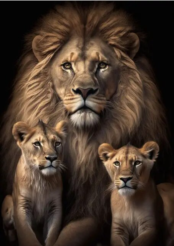 Paint By Number Golden Guardians Lion and Cubs