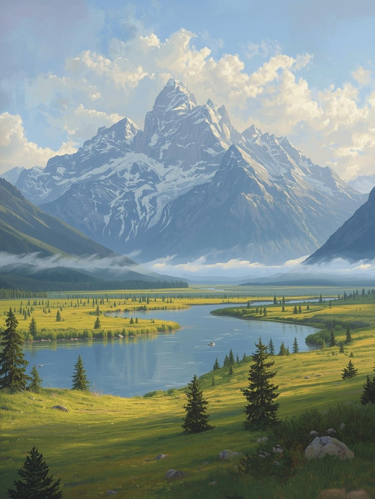 Grand Teton National Park (Wyoming)  Where Mountains Meet the River Paint by Number