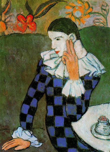 Harlequin leaning Pablo Picasso