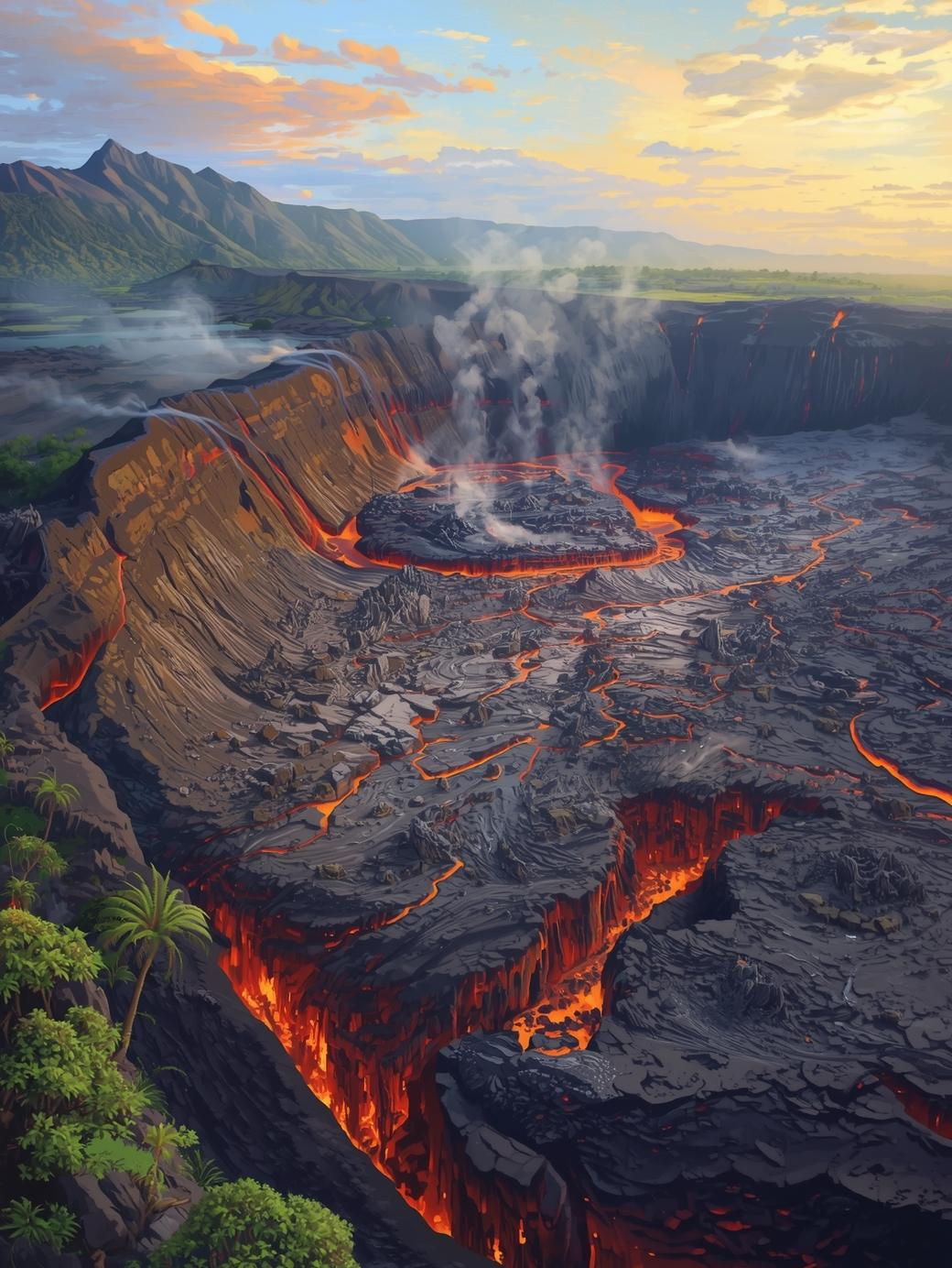 Hawai‘i Volcanoes National Park (Hawaii) – Kīlauea Crater Glow Paint-by-Number