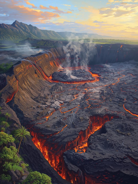 Hawai‘i Volcanoes National Park (Hawaii) – Kīlauea Crater Glow Paint-by-Number