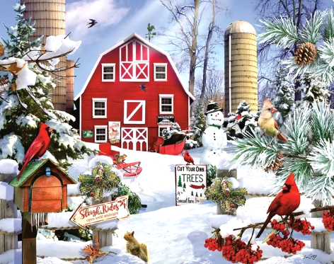 Holiday Cheer on the Winter Farm Paint By Number