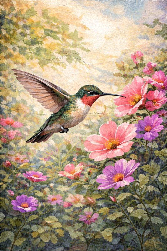 Paint by Number Hummingbird in Colorful Garden – Vibrant Nature Paint by Number Kit for Adults