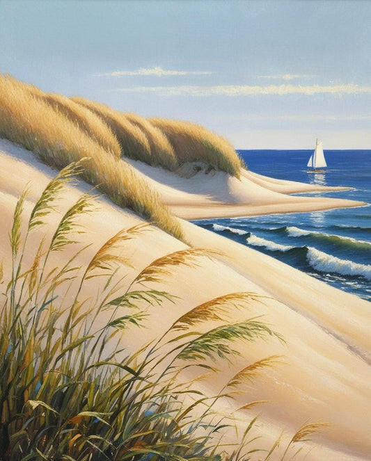Paint by Number Indiana Dunes National Park (Indiana) Rolling Dunes and the Shoreline of Lake Michigan