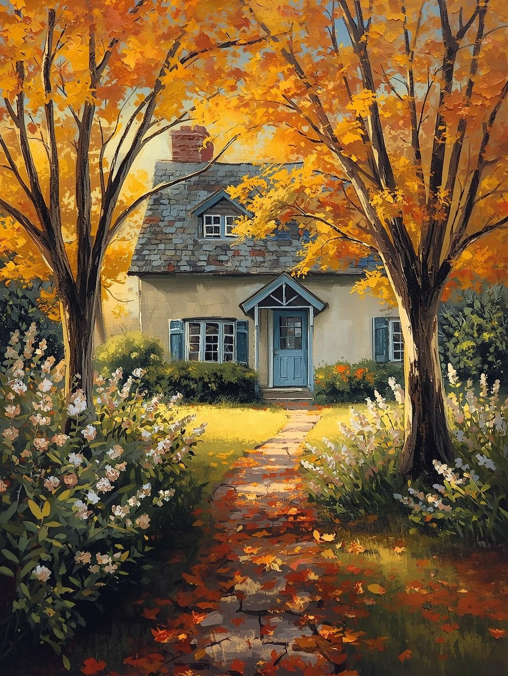 Paint by Number Cozy Autumn Cottage – Canvas Art Kit