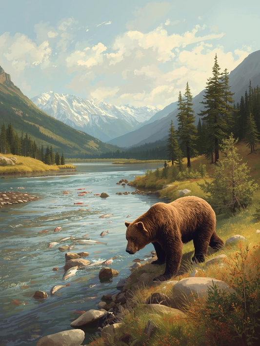 Katmai National Park (Alaska) Paint by Number Bear Fishing