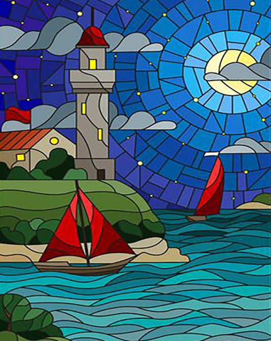 Lighthouse Starry Night Diamond Painting