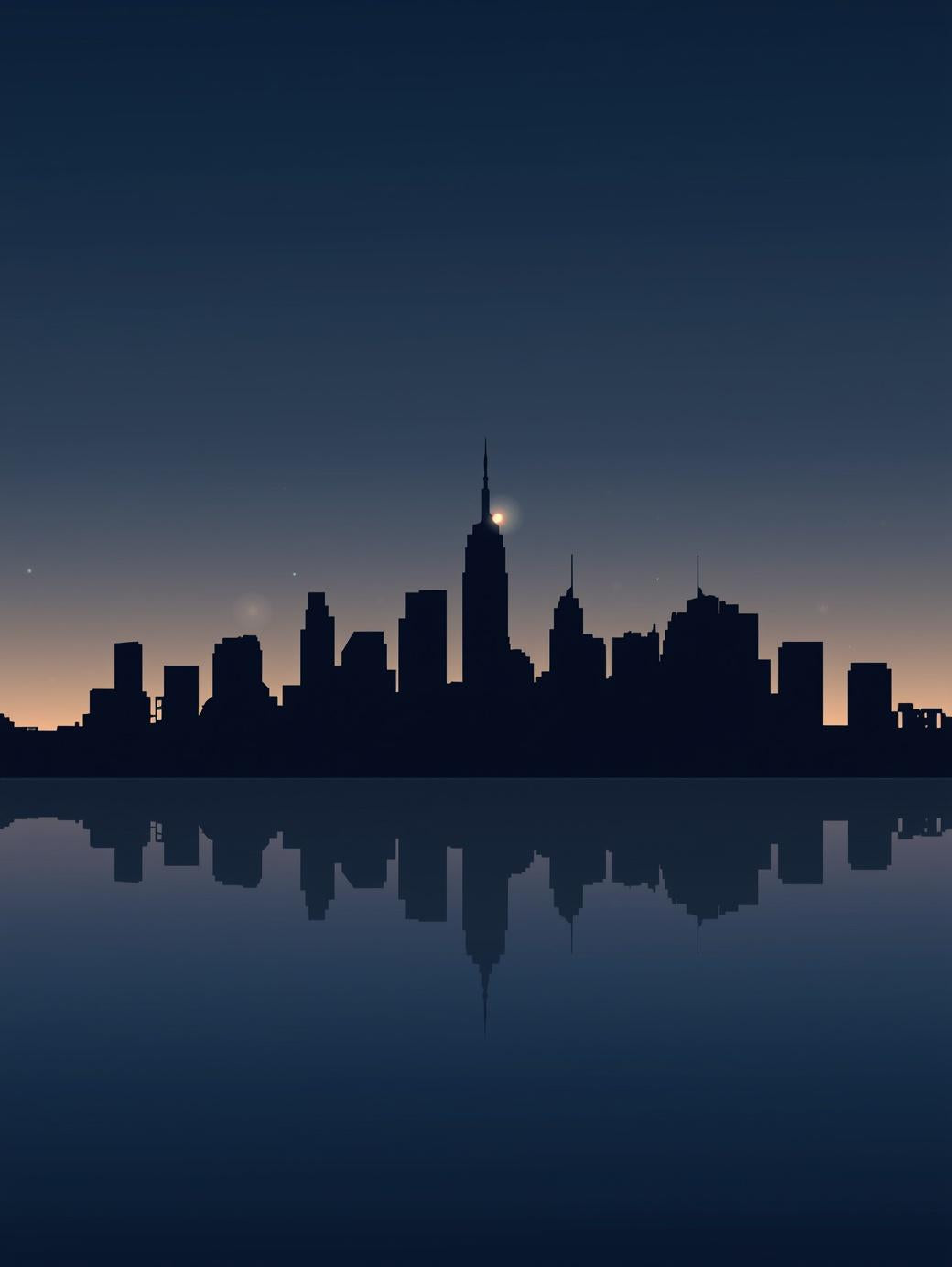 Paint by Number New York Skyline at Dusk with Reflection – Paint by Number Kit for Adults