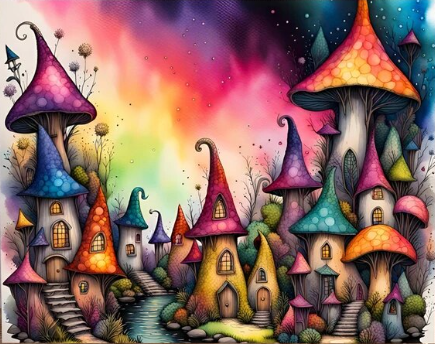 Paint by Number Magical Mushroom Cottage