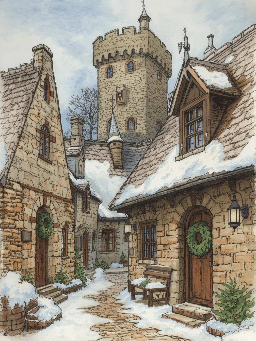 Paint by Number Medieval Christmas Village