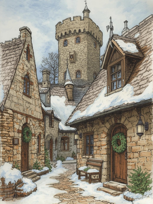 Paint by Number Medieval Christmas Village