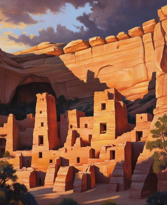 Paint by Number Mesa Verde National Park (Colorado) Ancient Cliff Dwellings at Sunset
