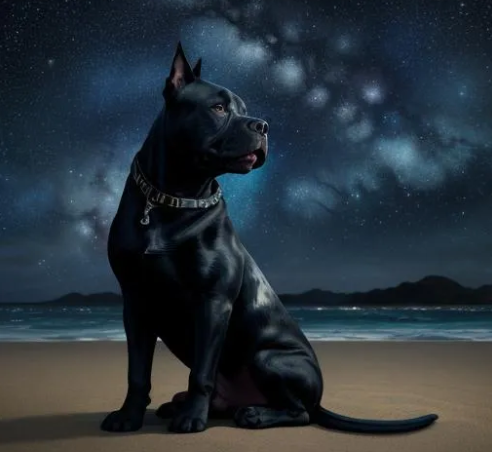 Paint By Number Midnight Majesty Black American Staffordshire Terrier