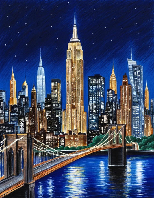 Paint By Number Nighttime Views of New York and the Bridge