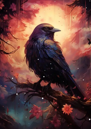 Nocturnal Serenade Crow Paint by Numbers