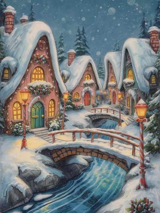 Paint by Number North Pole Style Whimsical Village