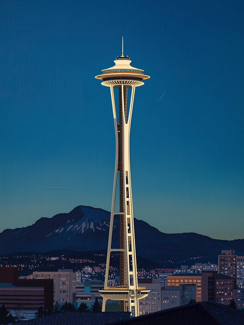 Paint by Number Seattle Space Needle at Night – DIY Painting Kit for Adults