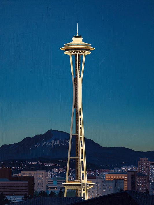 Paint by Number Seattle Space Needle at Night – DIY Painting Kit for Adults