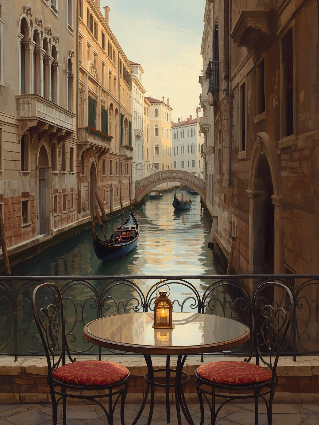Paint by Number Venice Canal Café with Gondolas – DIY Painting Kit for Adults