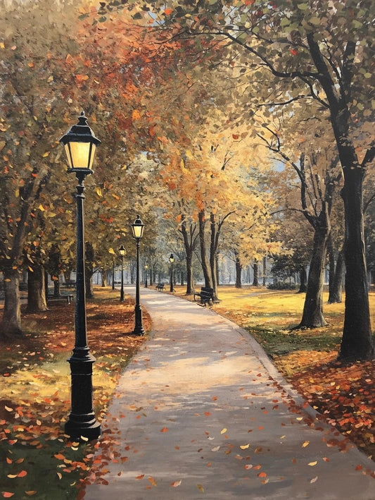 Paint by Number Peaceful Fall Park Walkway – Paint by Number Kit for Adults