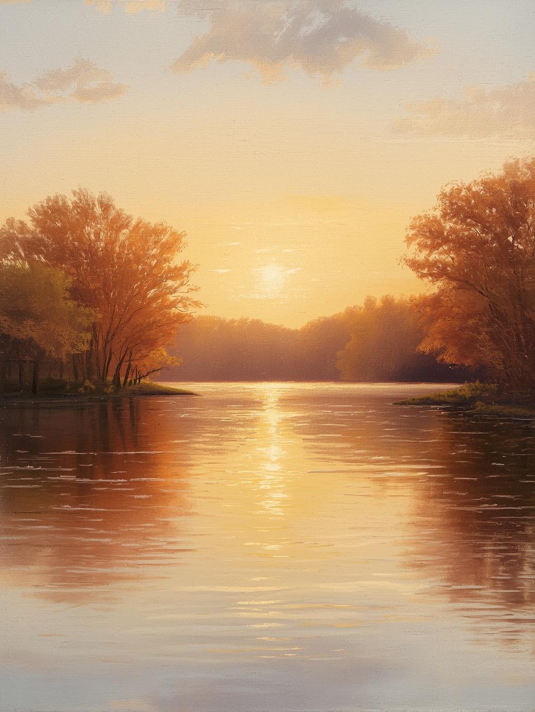 Paint by Number Golden Autumn Lake Sunset – Warm Fall Paint by Number Kit for Adults