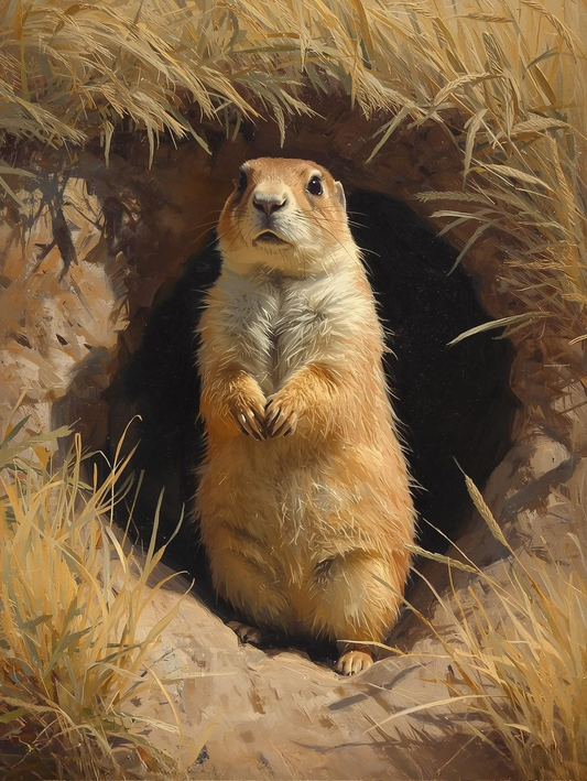 Paint By Number Alert Prairie Dog Standing Tall – Open Prairie Wildlife Paint by Number Kit for Adults