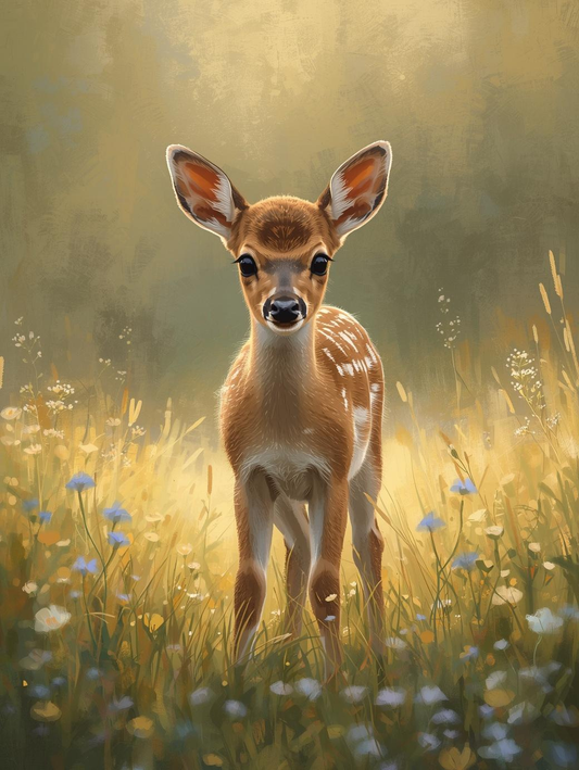 Paint By Number Baby Deer with Gentle Eyes – Sweet Forest Animal Painting Kit