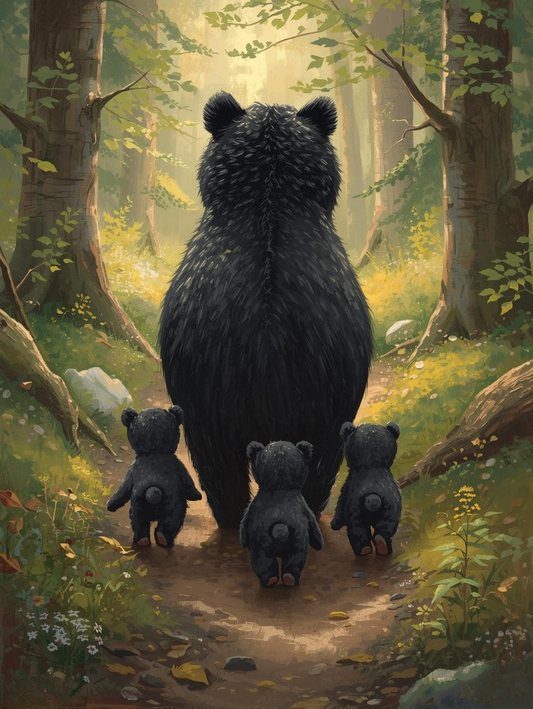 Paint By Number Bear Cubs Exploring Forest – Cute and Cozy Nature Art Kit
