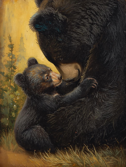 Paint By Number Bear and Cub Close-Up – Tender Heartwarming Wildlife Art Kit