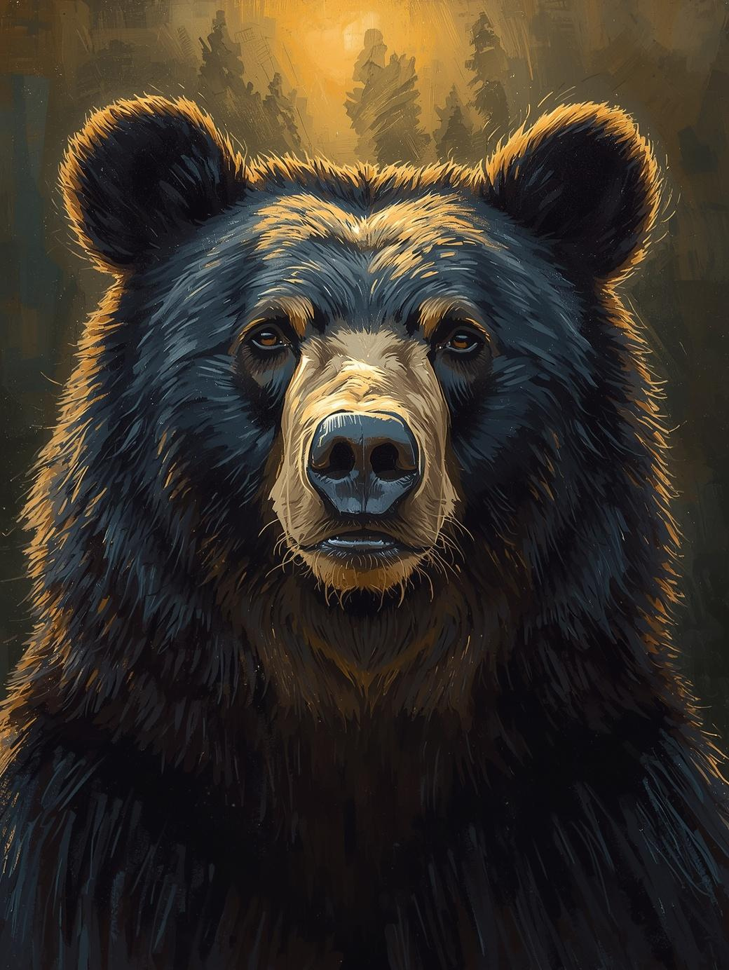 Paint By Number Black Bear Face Close-Up – Striking Wilderness Wildlife Art Kit
