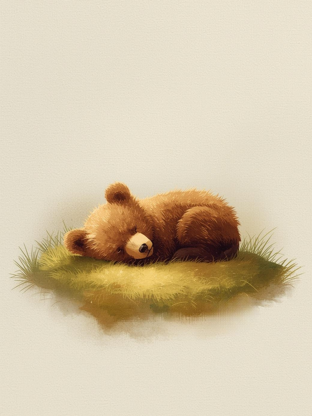 Paint By Number Cozy Brown Bear Cub Napping – Sweet Woodland Nature Art Kit