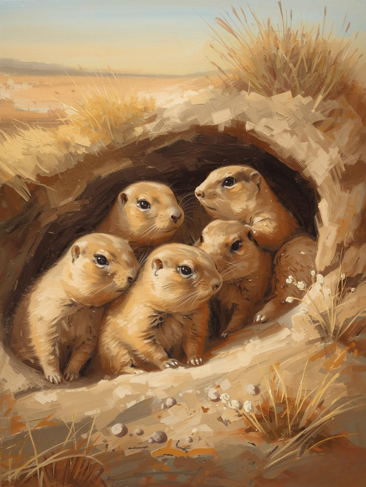 Paint By Number Curious Prairie Dogs at Burrow – Adorable Prairie Animal Paint by Number Kit for Adults