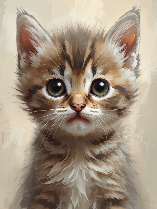 Paint By Number Big-Eyed Kitten Close-Up Portrait – DIY Paint by Number Kit