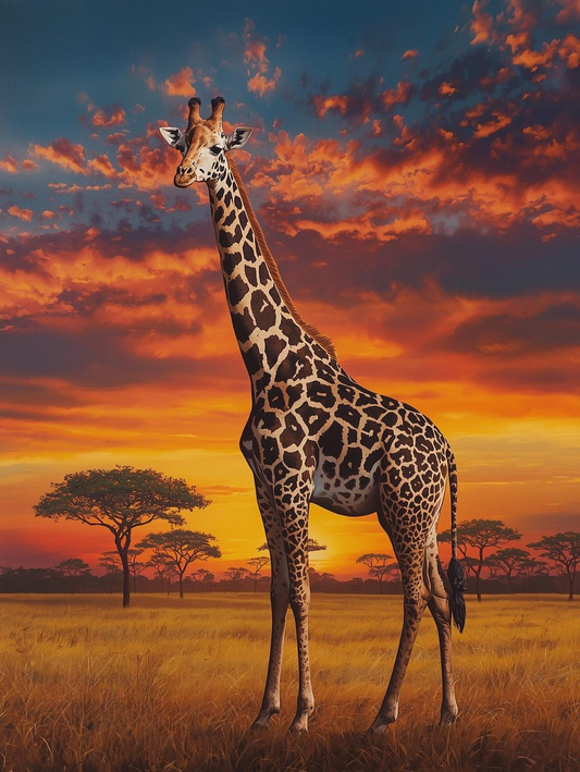 Paint By Number Elegant Giraffe at Sunset – Majestic Safari Wall Art Kit