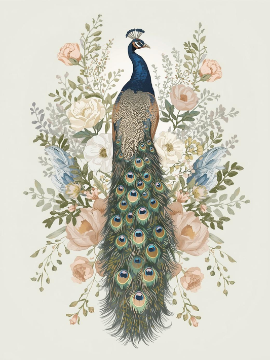 Paint By Number Elegant Peacock Standing – Colorful Nature Painting Kit