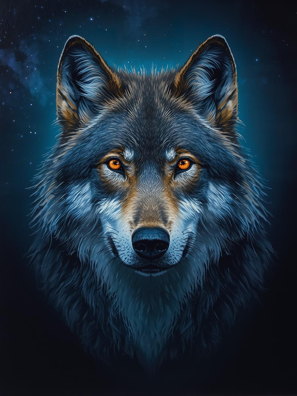Paint By Number Fierce Wolf Face – Dramatic Nature Painting Kit