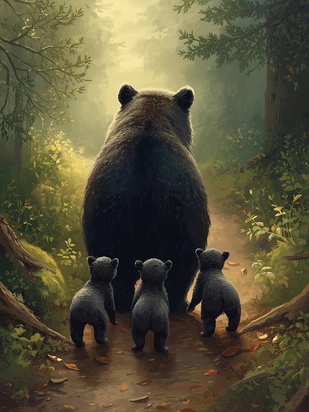 Paint By Number Forest Bear Family – Heartwarming Nature Wall Art Kit