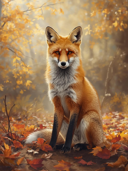Paint By Number Fox in Autumn Forest – Vibrant Nature Painting Kit