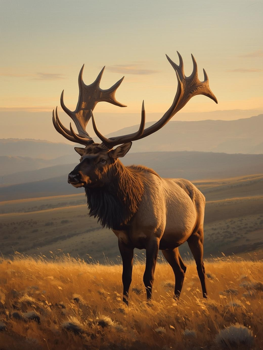 Paint By Number Graceful Bull Elk in Meadow – Elegant Nature Painting Kit