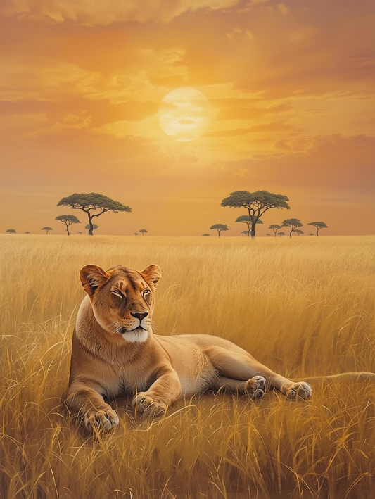 Paint By Number Graceful Lioness in Savanna – Stunning Safari Painting Kit