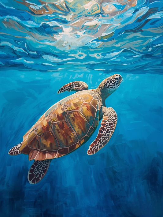 Paint By Number Graceful Sea Turtle Swimming – Underwater Wildlife Art
