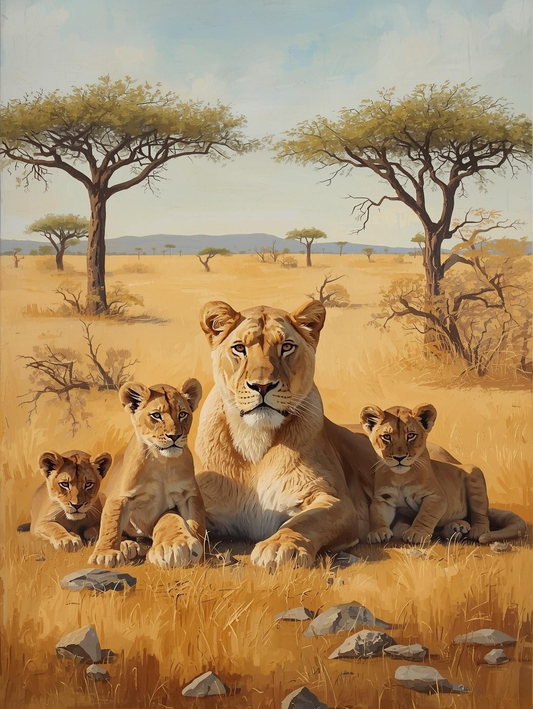 Paint By Number Lioness with Cubs – Tender Safari Wildlife Art Kit