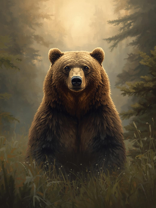 Paint by Numbers Majestic Brown Bear Close-Up – DIY Canvas Kit for Adults