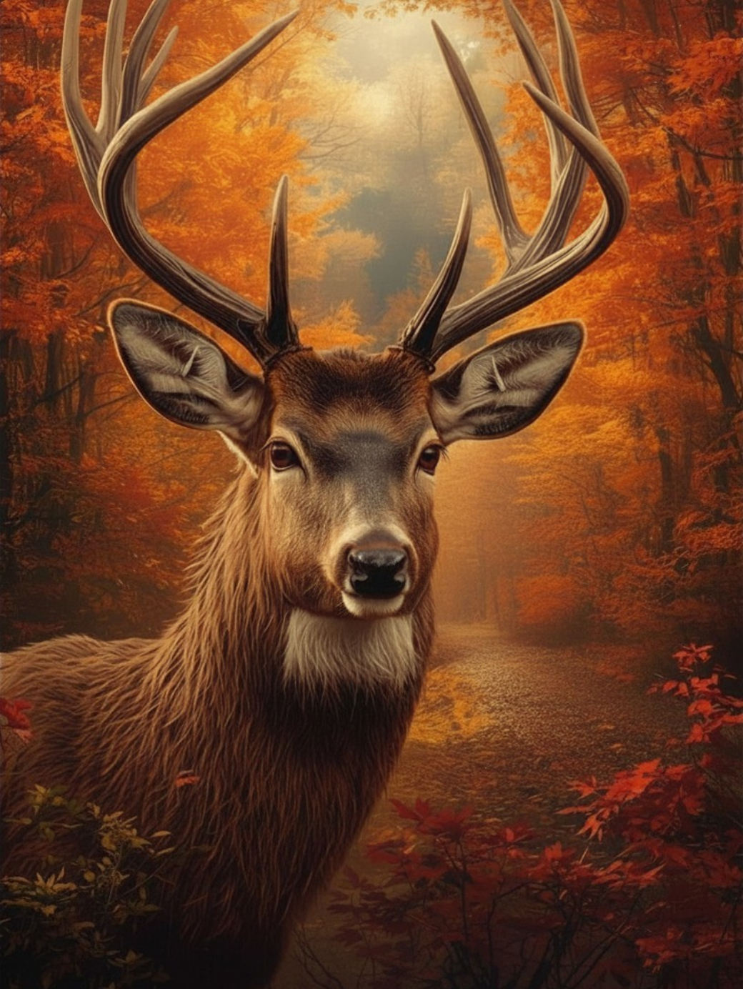 Paint By Number Majestic Buck in Autumn – Fall Forest Wildlife Art Kit