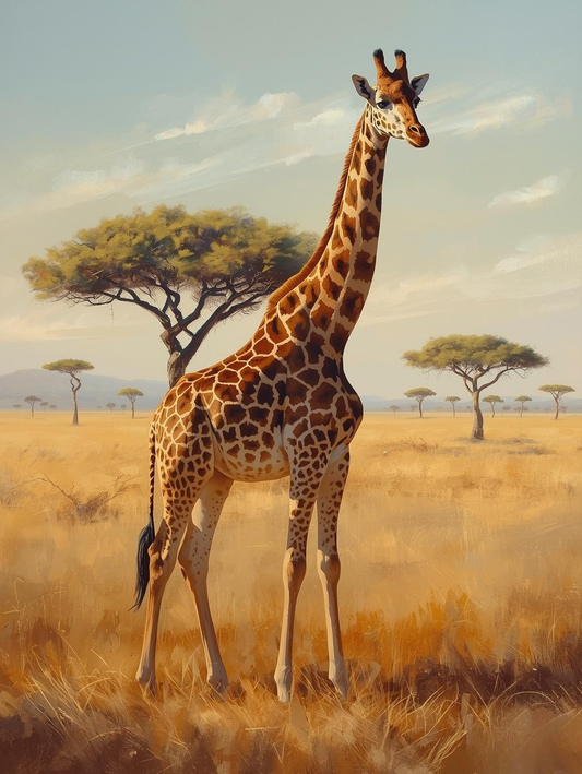 Paint By Number Majestic Giraffe in Savanna – Stunning Wildlife Wall Art Kit